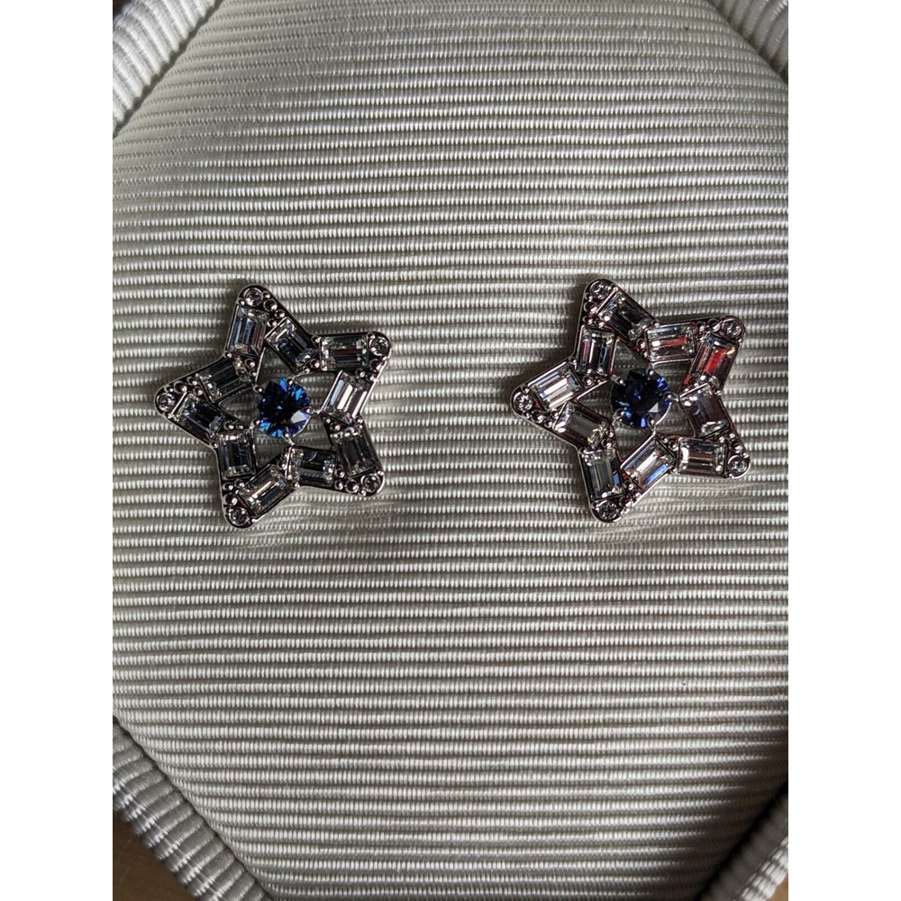 Swarovski Stella stud earrings Mixed cuts Star Blue Rhodium plated 5639188 New - Picture 3 of 10